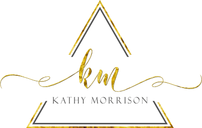 Kathy Morrison logo watermark with triangle and signature initials
